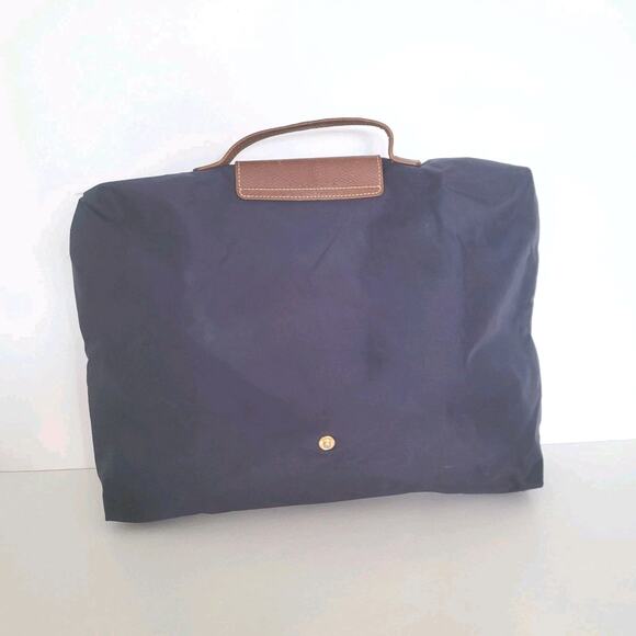 Longchamp Le Pliage Buissness Document Nylon Top Handle Tote Zip Large Blue - Picture 2 of 10